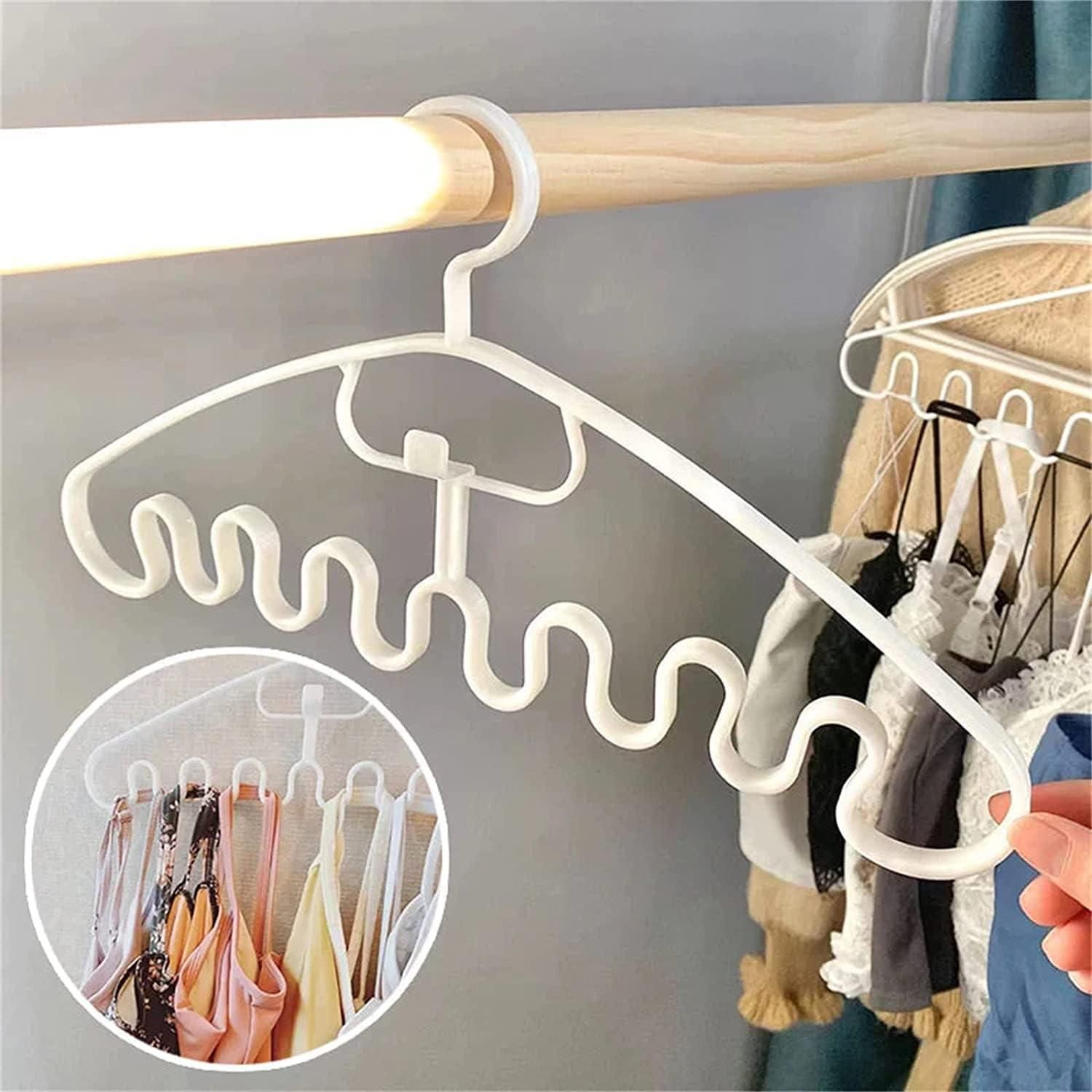 Stackable Wave Pattern Coat Hanger, Multifunctional Sturdy Stackable Plastic Clothes Hangers Pack Of 2
